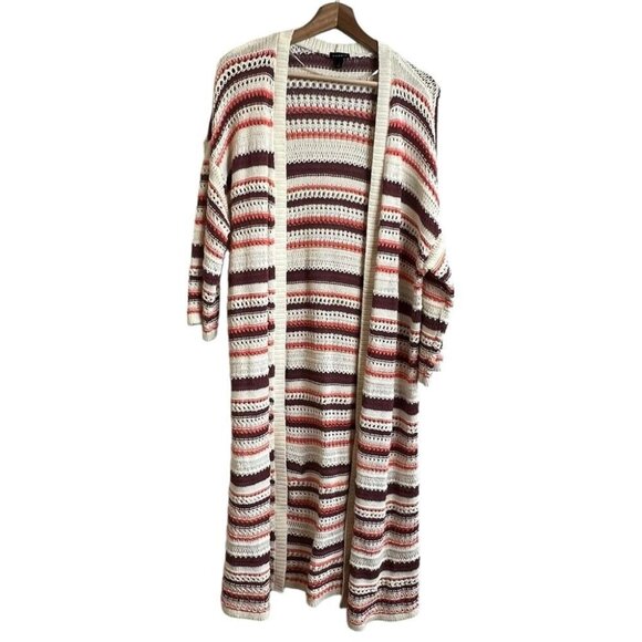 Torrid Womens Size 1X Kimono Cardigan Cotton Multi Stripes Open Knit Longline - Picture 3 of 10